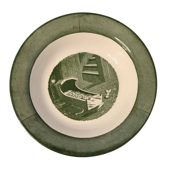Colonial Homestead By Royal Rim Soup Bowl Green White 8 3/8 in. - Picture 2 of 7